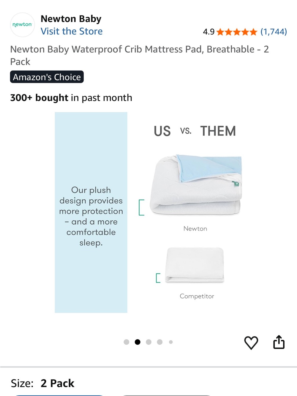 Newton Breathable Waterproof Crib Mattress Pads - White - Picture 2 of 5